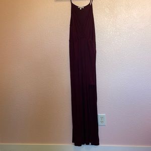 Long Plum Peek-A-Boo leg dress